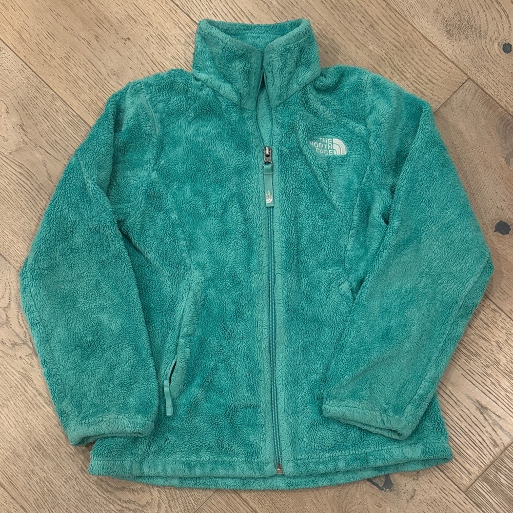 The North Face Teal Fleece Jacket size small kids 7-8
